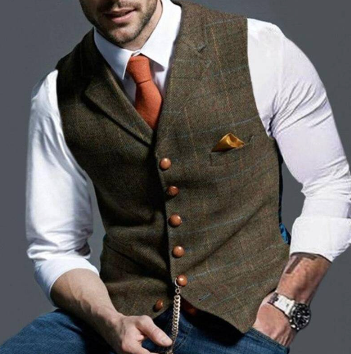 Louis | Sleeveless Men's Vest| Notched Collar