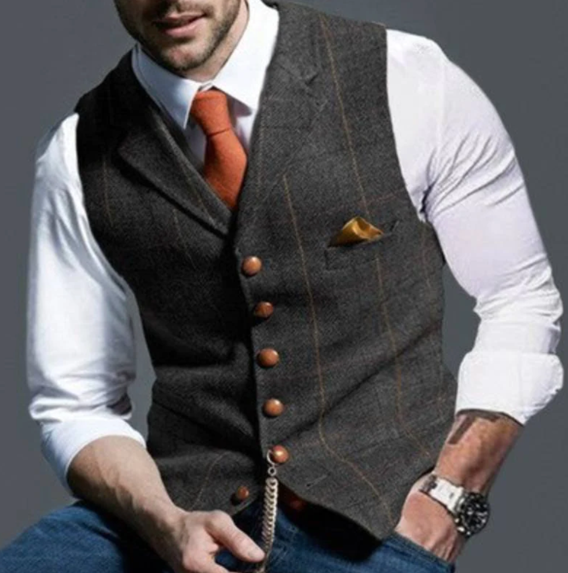 Louis | Sleeveless Men's Vest| Notched Collar
