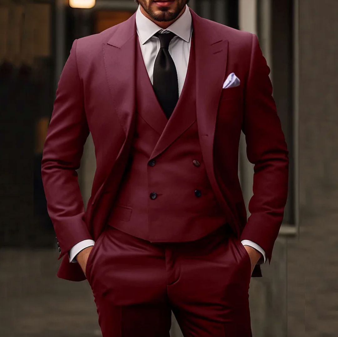 Luxurious 3-Piece Men's Suit with Jacket, Vest and Trousers