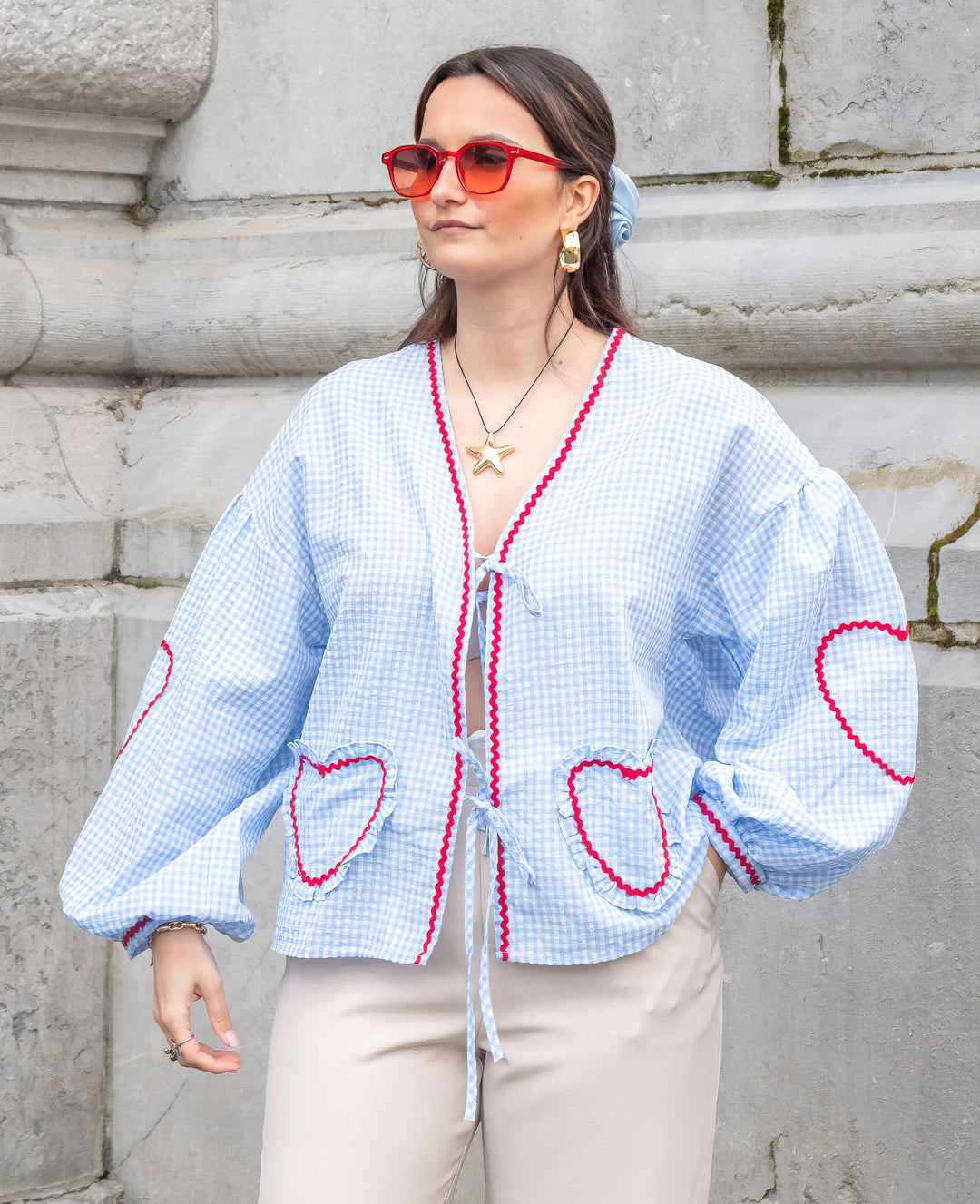 Betty | Chic Heart-Patterned Blouse for Her