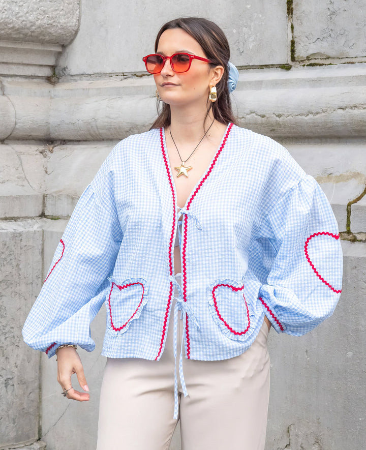 Betty | Chic Heart-Patterned Blouse for Her