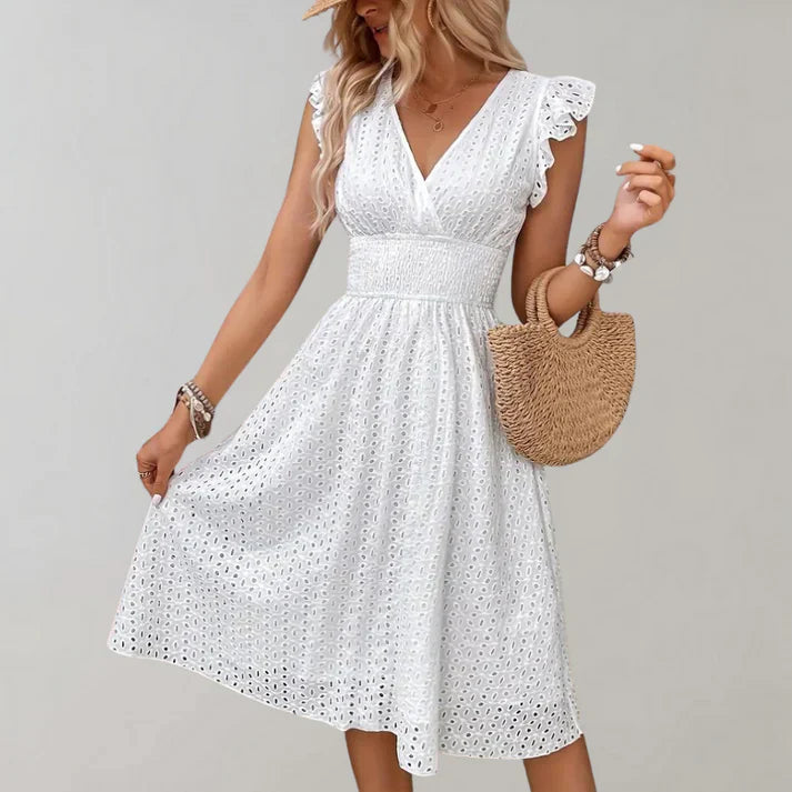 Priscilla | Elegant Flutter Sleeve Midi Dress