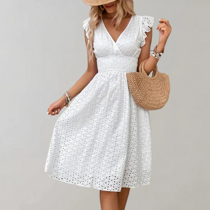 Priscilla | Elegant Flutter Sleeve Midi Dress
