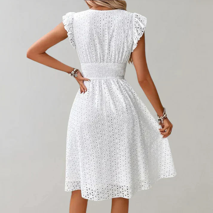 Priscilla | Elegant Flutter Sleeve Midi Dress