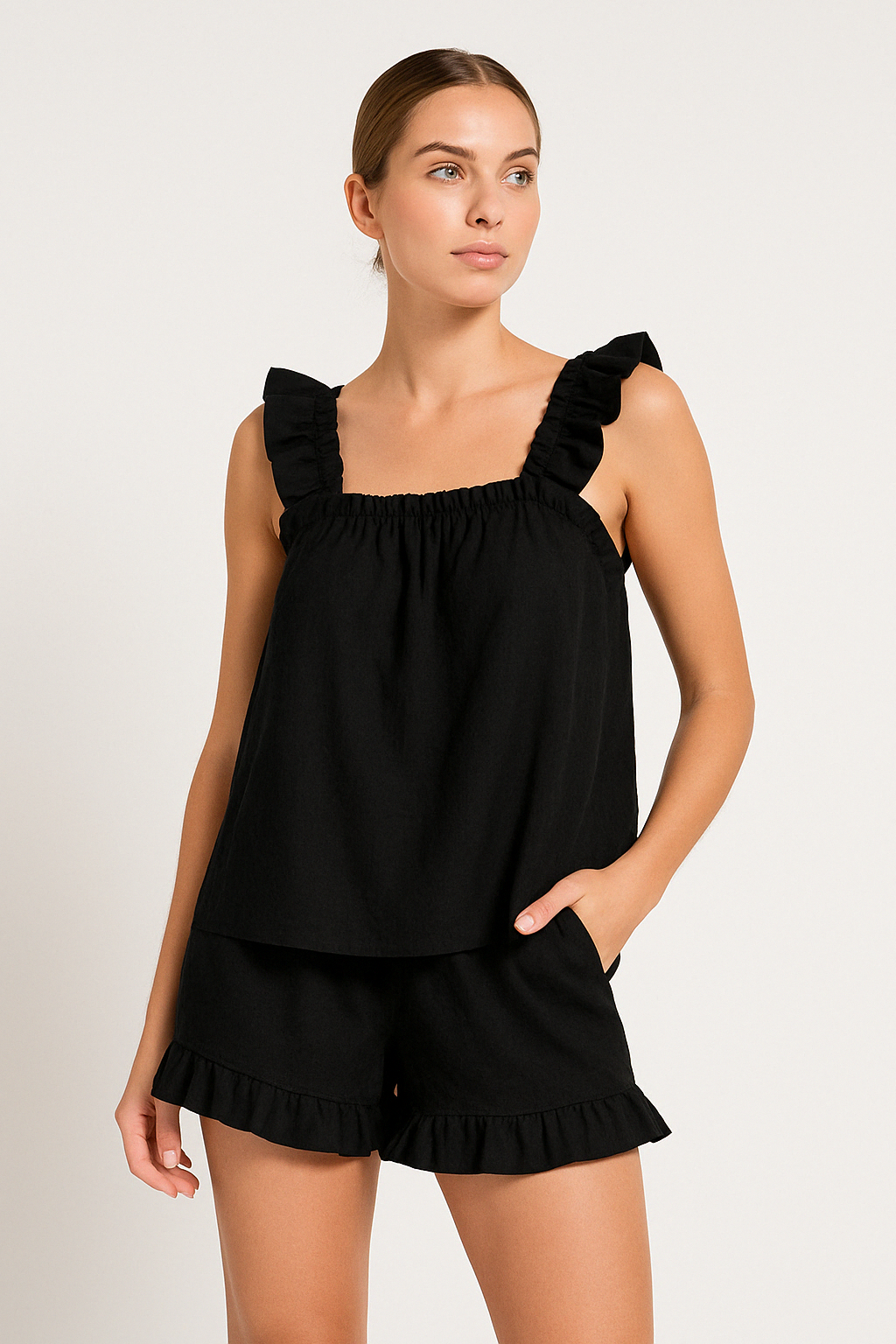 Sara | Chic Sleeveless Top with Ruffle Details