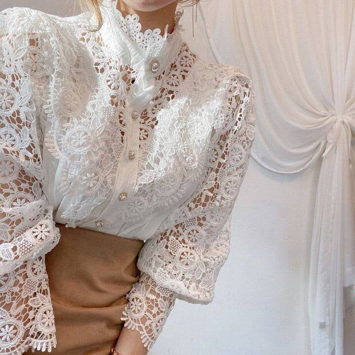 Elegant Women's Blouse with Lace Detailing