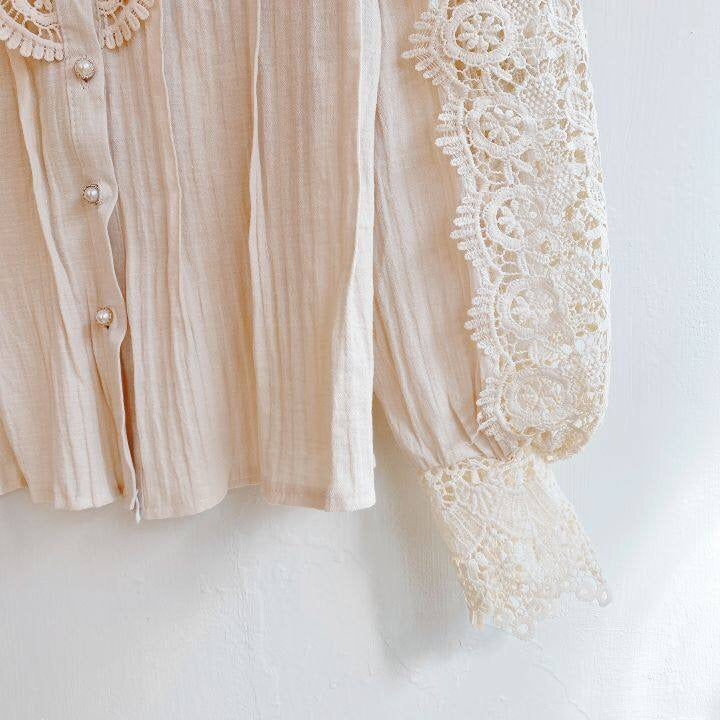 Elegant Women's Blouse with Lace Detailing