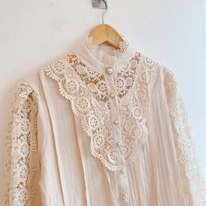 Elegant Women's Blouse with Lace Detailing