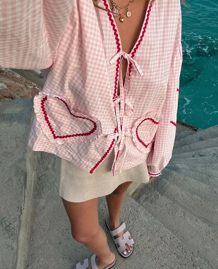 Betty | Chic Heart-Patterned Blouse for Her