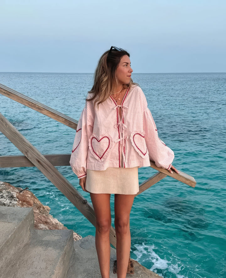 Betty | Chic Heart-Patterned Blouse for Her