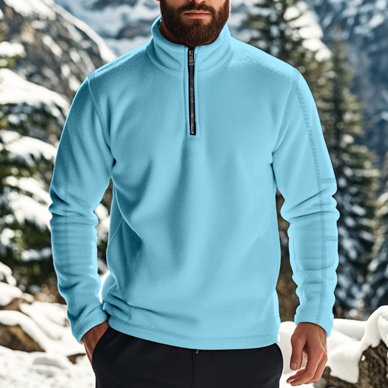 William | Men's Zip-Up Fleece Sweater