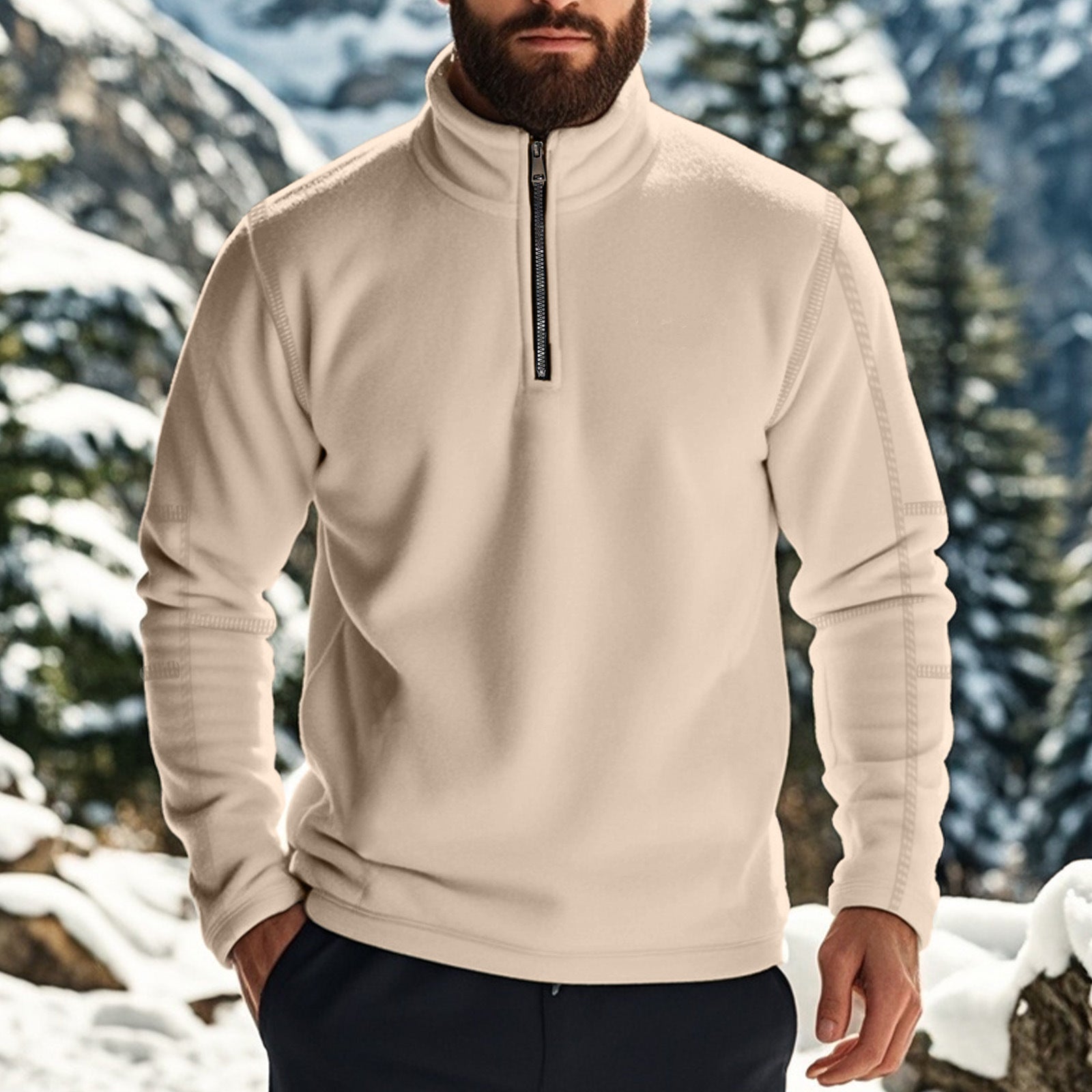 William | Men's Zip-Up Fleece Sweater