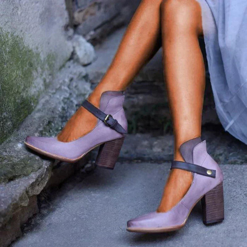 Dominique | Chic Ankle Strap Block Heels