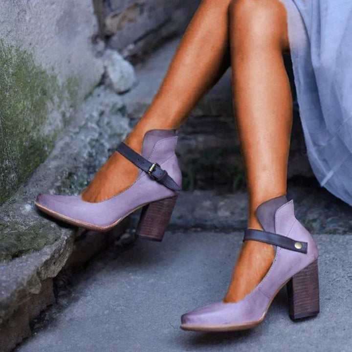 Dominique | Chic Ankle Strap Block Heels