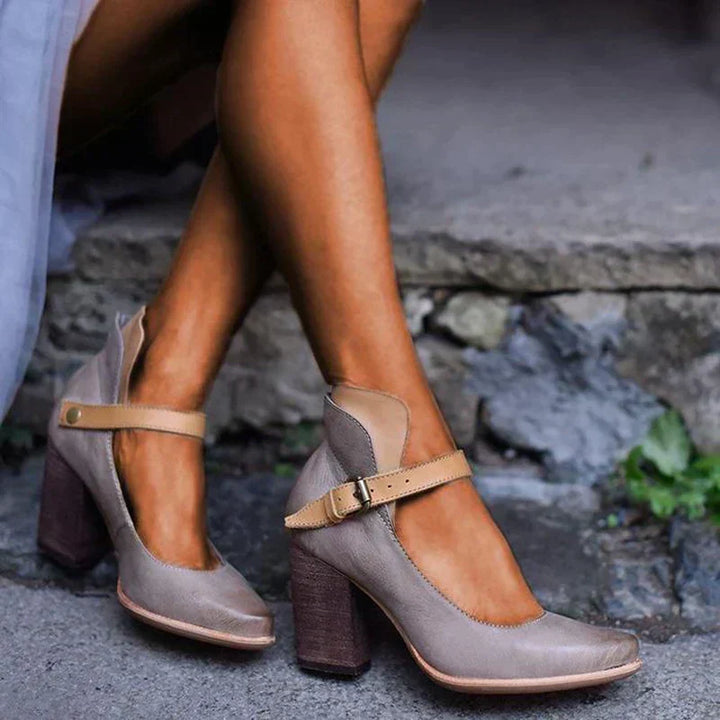 Dominique | Chic Ankle Strap Block Heels