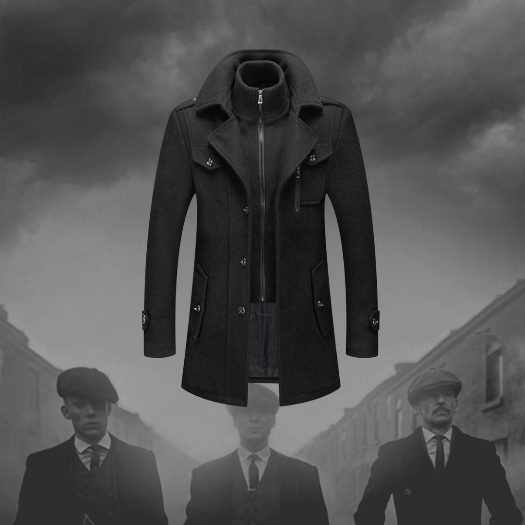 James | Men's Black Coat with Button Closure