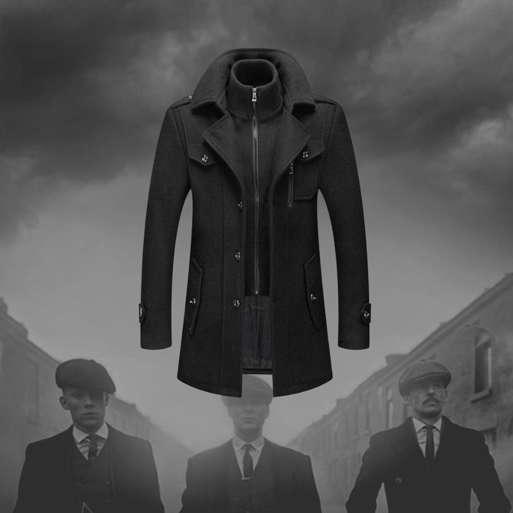 James | Men's Black Coat with Button Closure