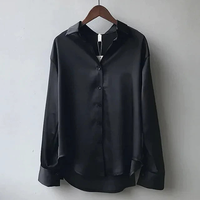 Olive | Chic Satin Blouse with Glossy Finish