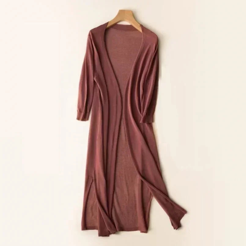 Maya | Women's Lightweight Long Cardigan with Open Front