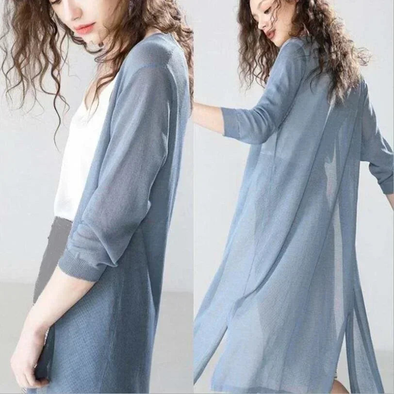 Maya | Women's Lightweight Long Cardigan with Open Front