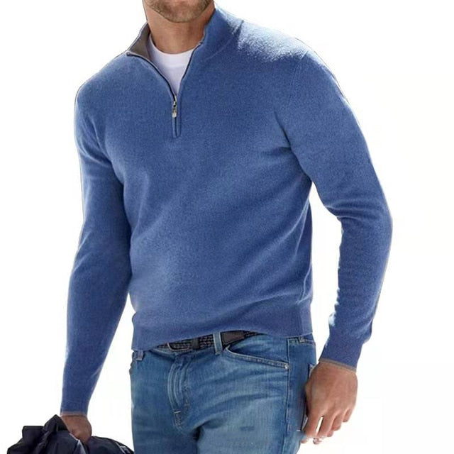Aiden | Men's V-Neck Sweater with Zipper Detailing