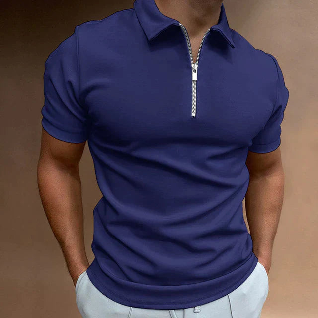 Casual Men's Zippered Polo Shirt