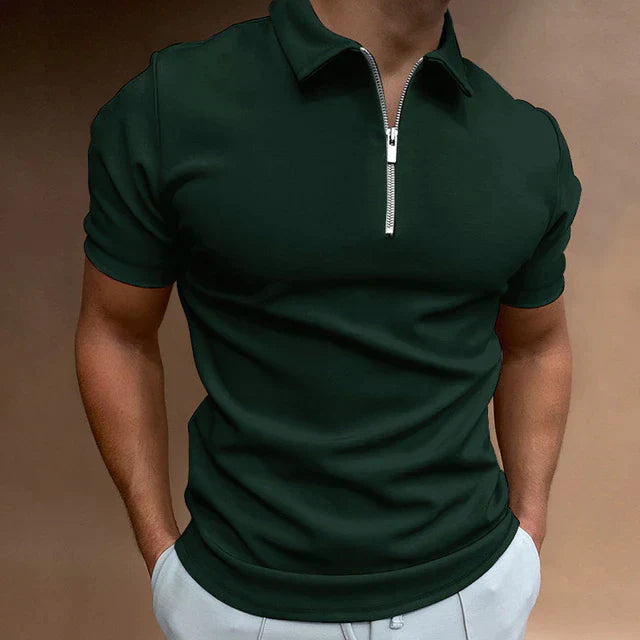 Casual Men's Zippered Polo Shirt
