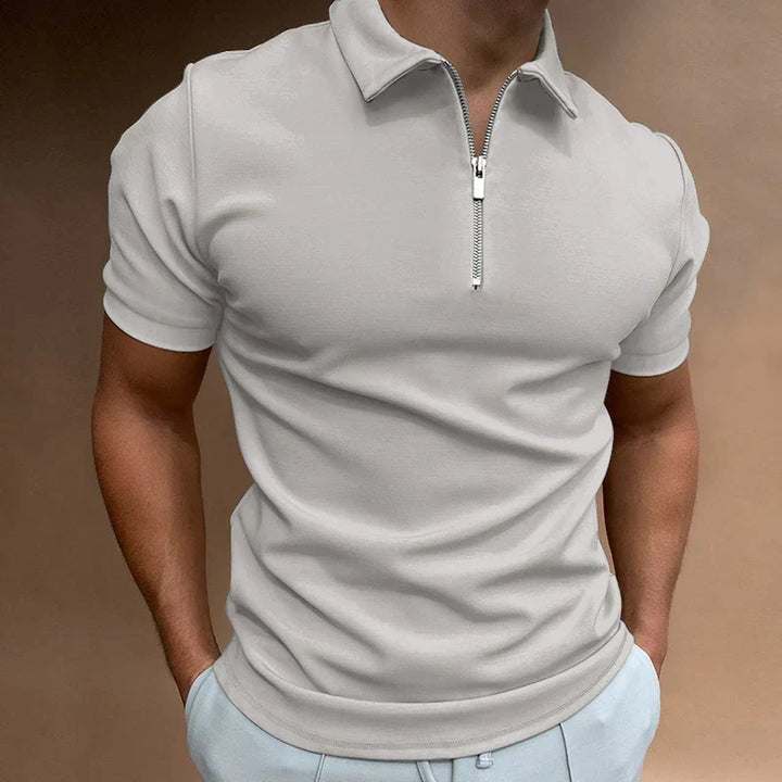 Casual Men's Zippered Polo Shirt