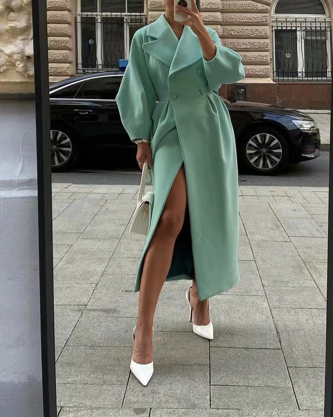 Ella | Elegant Women's Long Trenchcoat with Lapel Collar