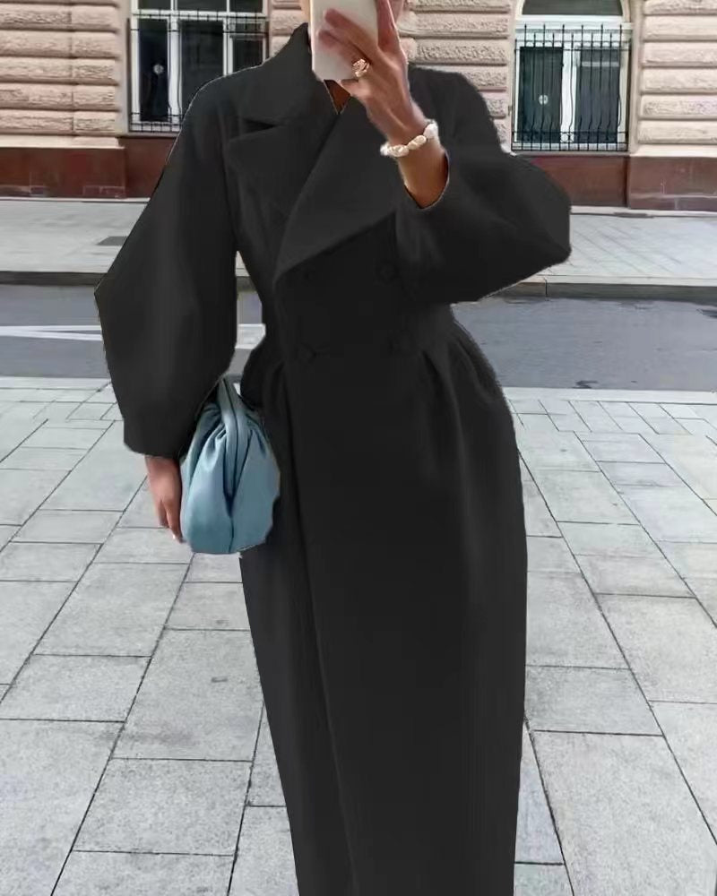 Ella | Elegant Women's Long Trenchcoat with Lapel Collar