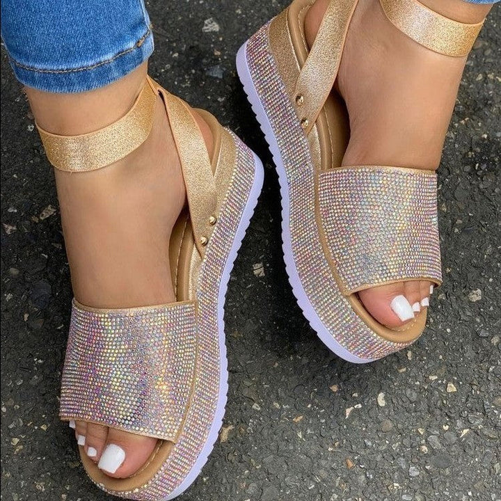Rita | Glam Rhinestone Sandals with Bold Buckle