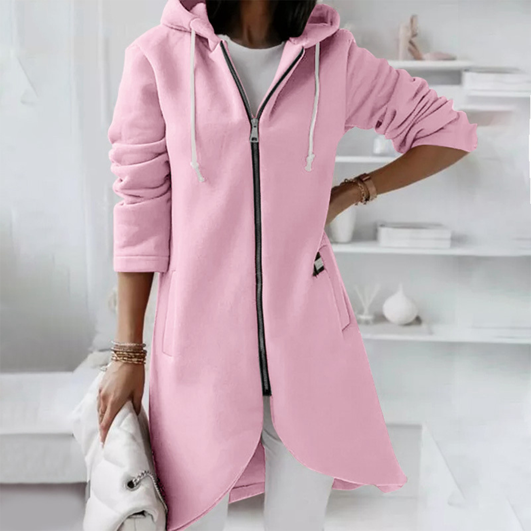 Leah | Women's Long Hooded Pullover with Zipper