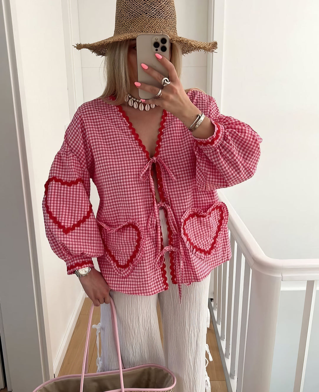 Betty | Chic Heart-Patterned Blouse for Her