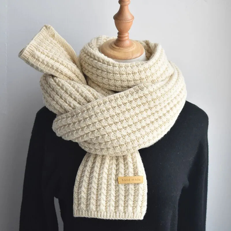 Long Ribbed Knit Scarf for Women