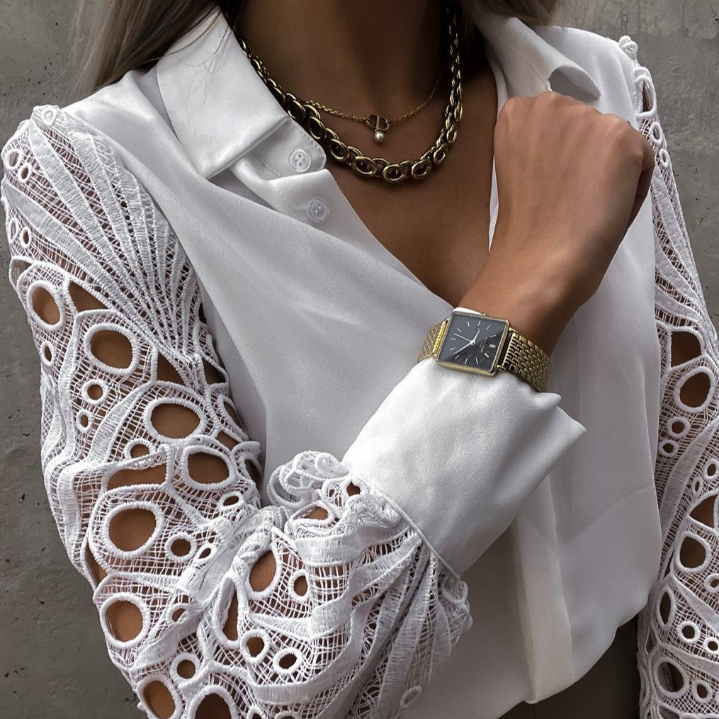 Rita | Chic Black Top with Lace Details