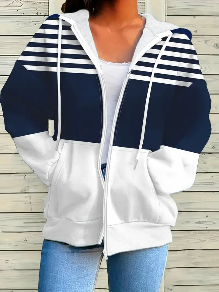 Grace | Women's Striped Winter Hoodie Sweatshirt