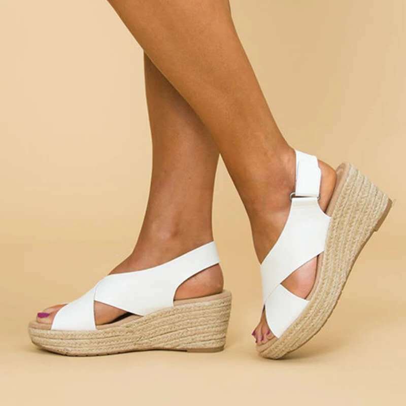 Monika | Chic Cross-Strap Wedge Sandals
