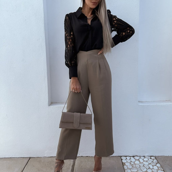 Rita | Chic Black Top with Lace Details