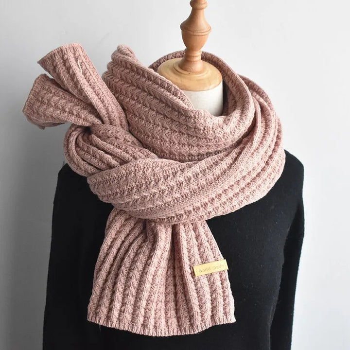 Long Ribbed Knit Scarf for Women