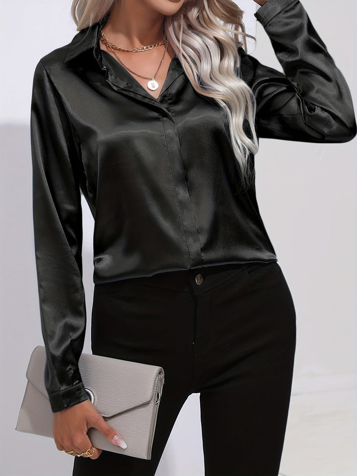 Gabriella | Chic Satin Long Sleeve Blouse