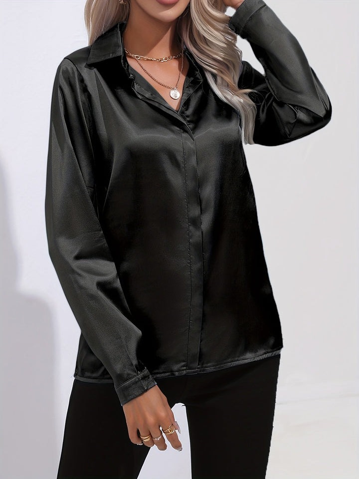 Gabriella | Chic Satin Long Sleeve Blouse