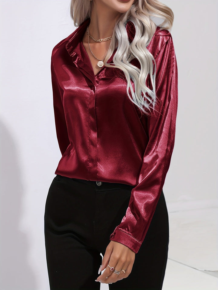 Gabriella | Chic Satin Long Sleeve Blouse