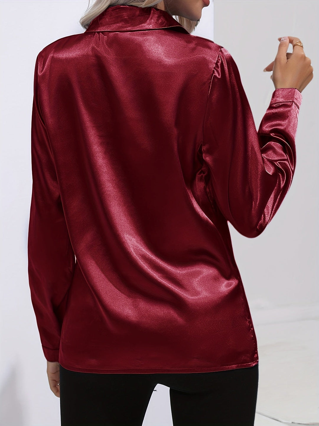Gabriella | Chic Satin Long Sleeve Blouse