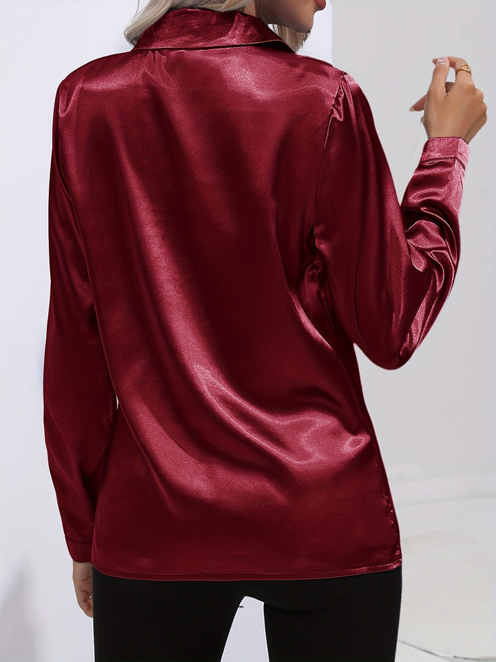 Gabriella | Chic Satin Long Sleeve Blouse