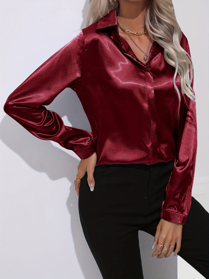 Gabriella | Chic Satin Long Sleeve Blouse