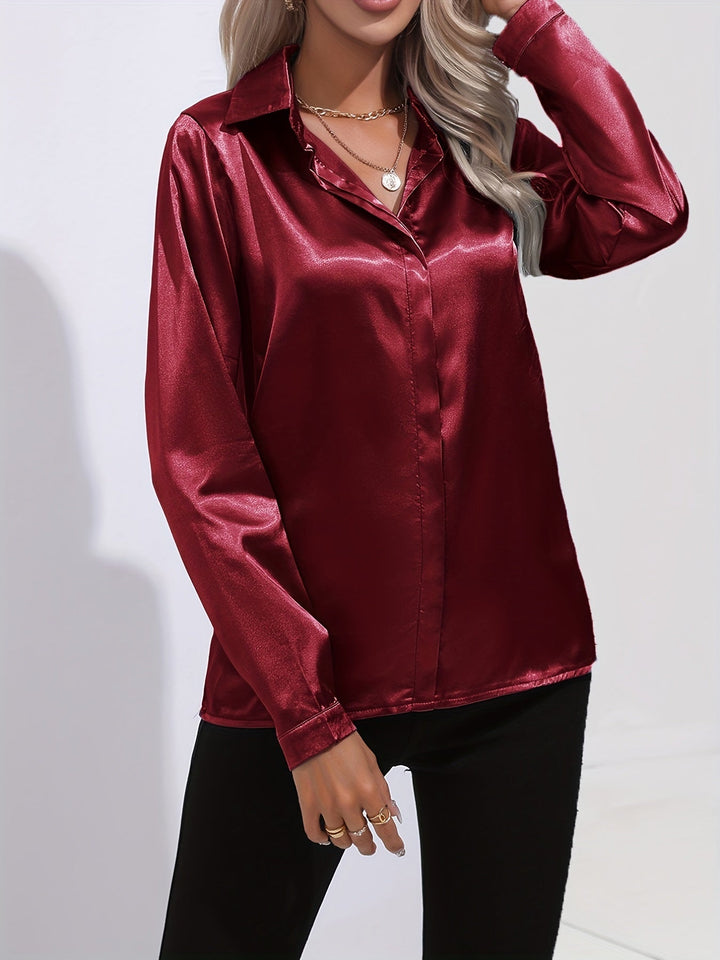 Gabriella | Chic Satin Long Sleeve Blouse
