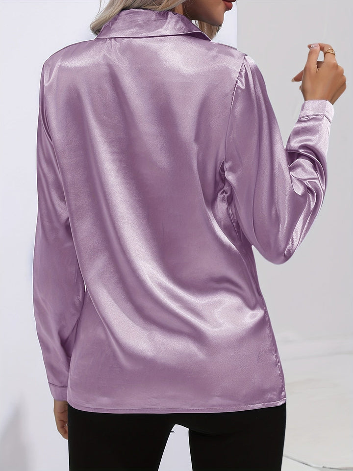 Gabriella | Chic Satin Long Sleeve Blouse