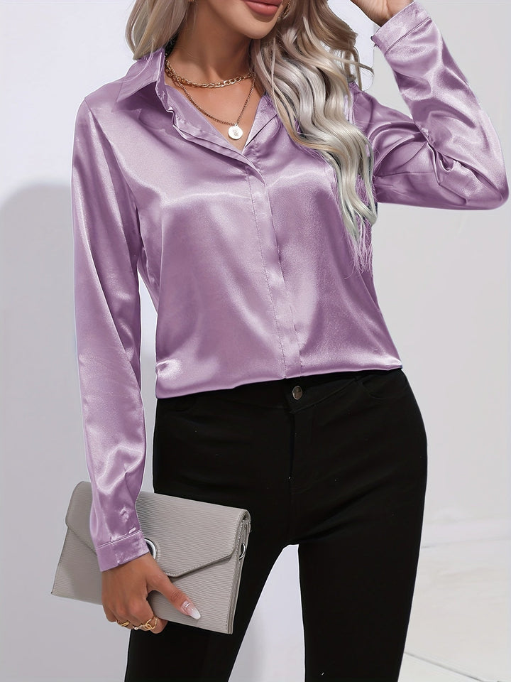 Gabriella | Chic Satin Long Sleeve Blouse