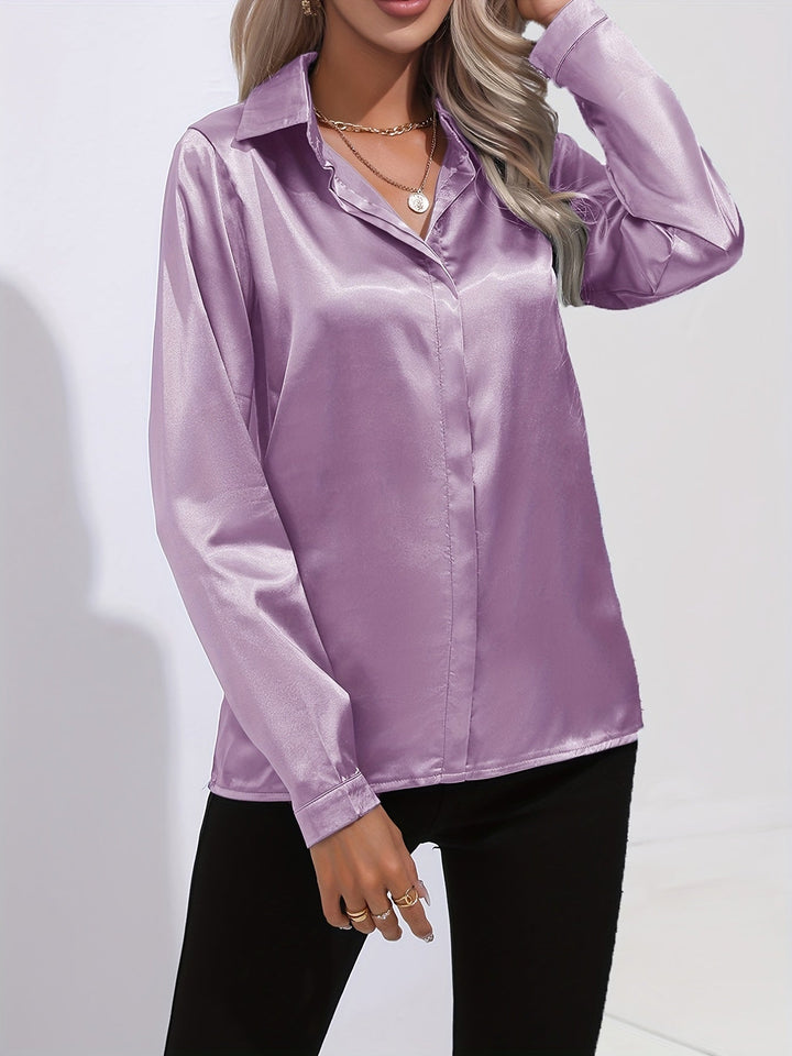 Gabriella | Chic Satin Long Sleeve Blouse