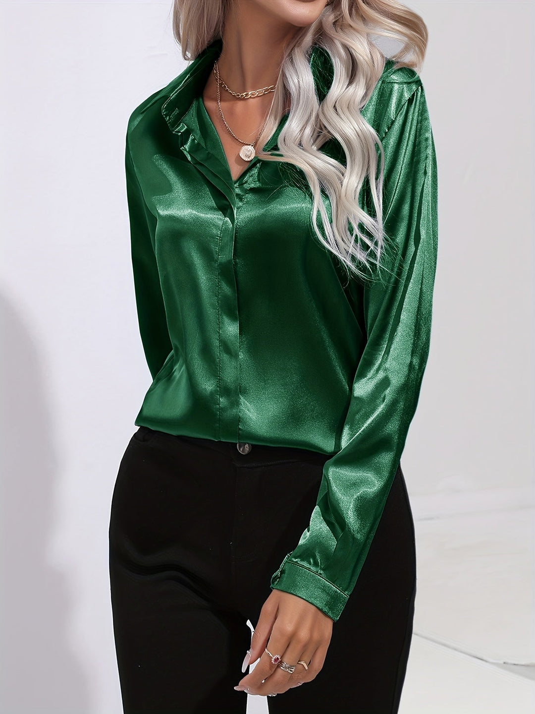 Gabriella | Chic Satin Long Sleeve Blouse